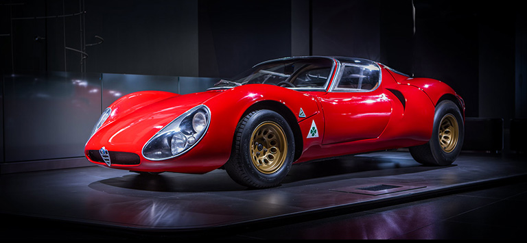 Alfa Romeo Vintage Racing 33 Stradale in Alfa Red Side View